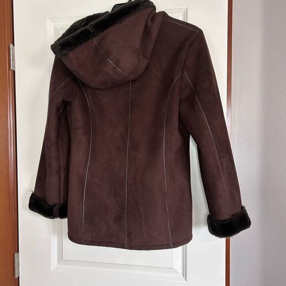 Vintage Marvin Richards Brown Faux Fur Lined Faux Sude Warm Winter coat Jacket M - Picture 7 of 15
